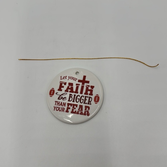 Faith Over Fear Football Ornament – Ceramic – Christmas Gift – NEW - Picture 4 of 5